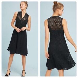 EUC Anthropologie Meadow Rue Evelyn Black Lace Midi Dress Sz 2